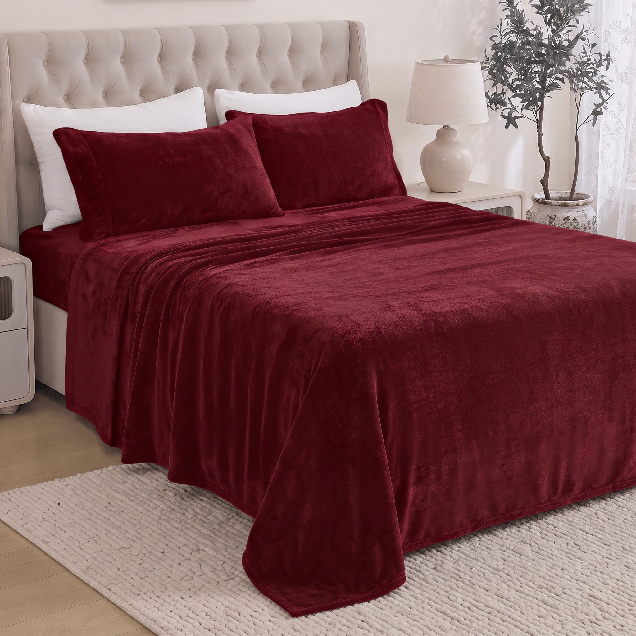 4-Piece Velvet Plush Flannel Sheet Set