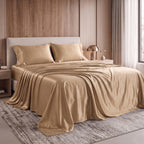 Fine 4-Piece Silky Satin Sheet Set, Bright Shades