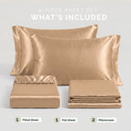 Fine 4-Piece Silky Satin Sheet Set, Bright Shades
