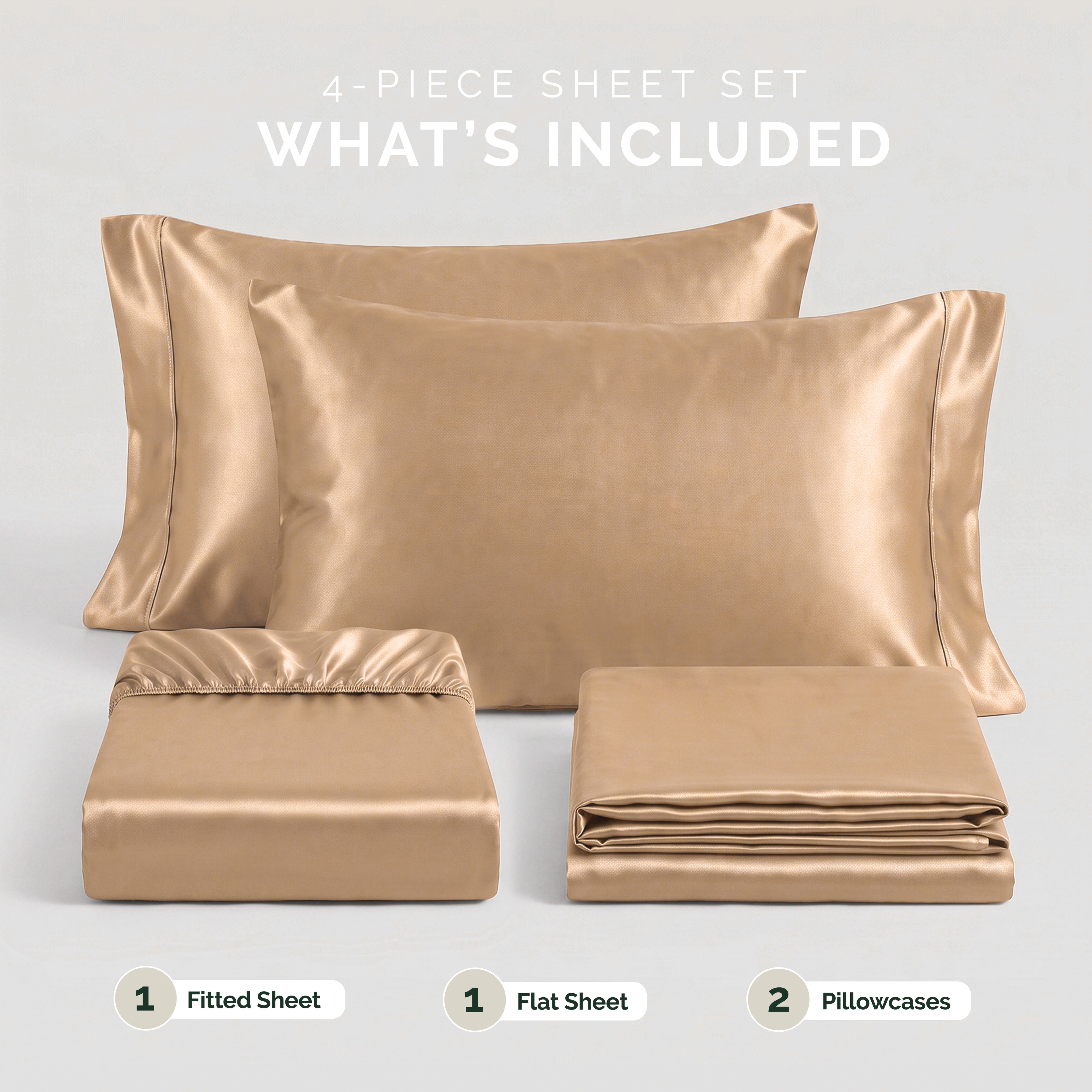Fine 4-Piece Silky Satin Sheet Set, Bright Shades