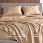 Fine 4-Piece Silky Satin Sheet Set, Bright Shades