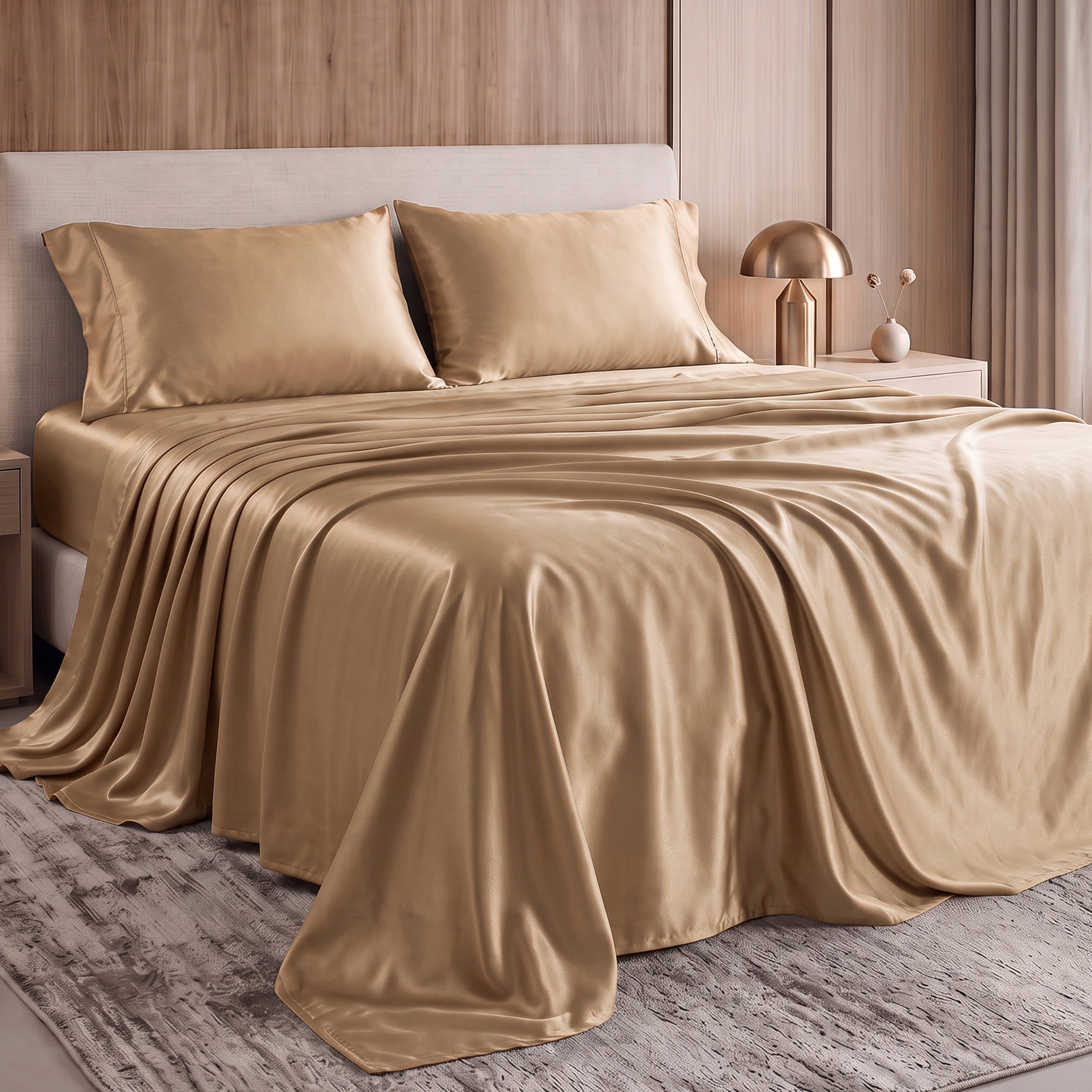 Fine 4-Piece Silky Satin Sheet Set, Bright Shades