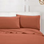 Essential 4-Piece 3-Line Embroidery Sheet Set, Soft as a Hotel Premium Quality,  Moody Shades