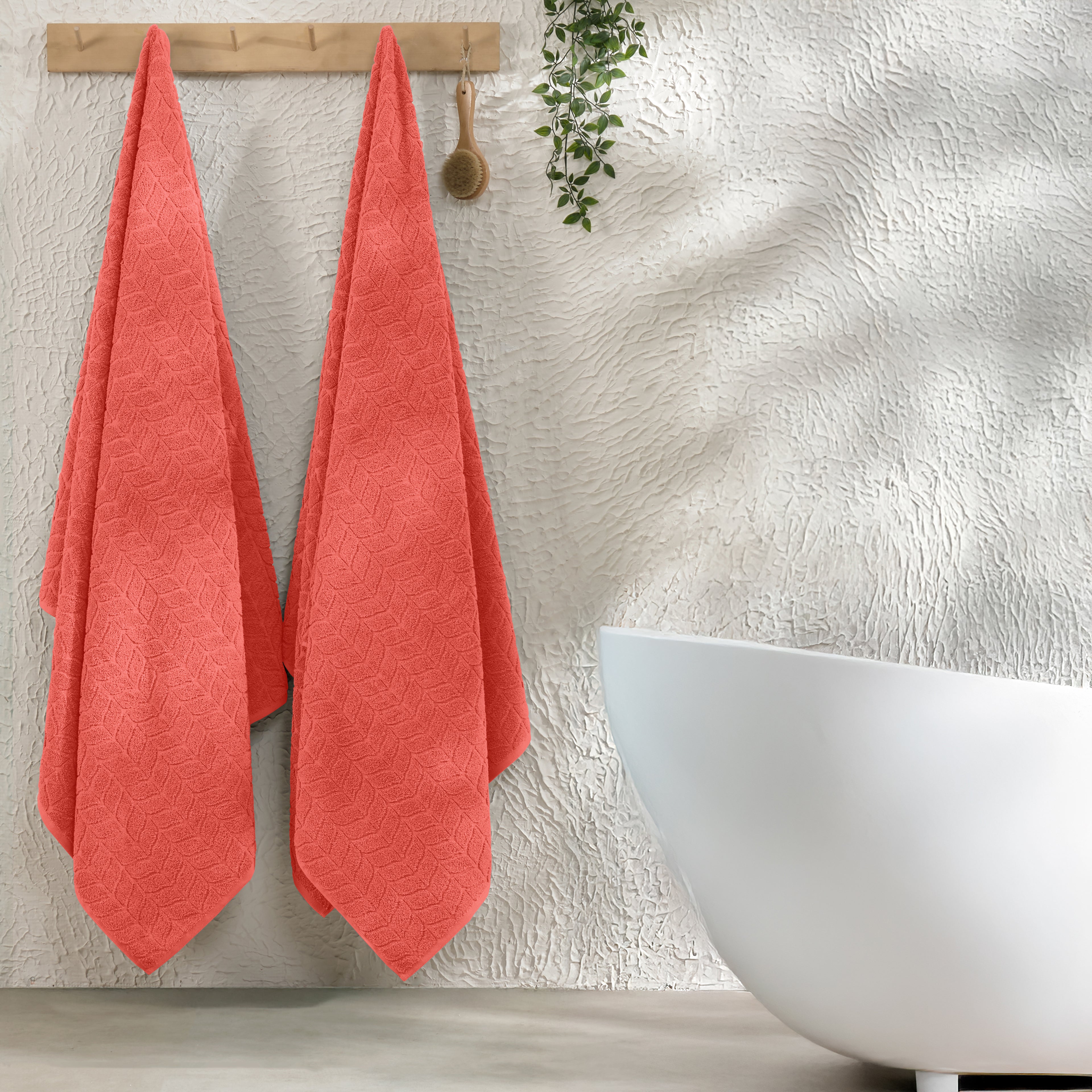 2-Pack Premium Turkish Cotton Braided Bath Towel Set, 27 x 54 inch