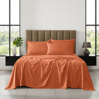 6-Piece Dobby Stripe Printed Bed Sheet Set- Soft as a Hotel Premium Quality