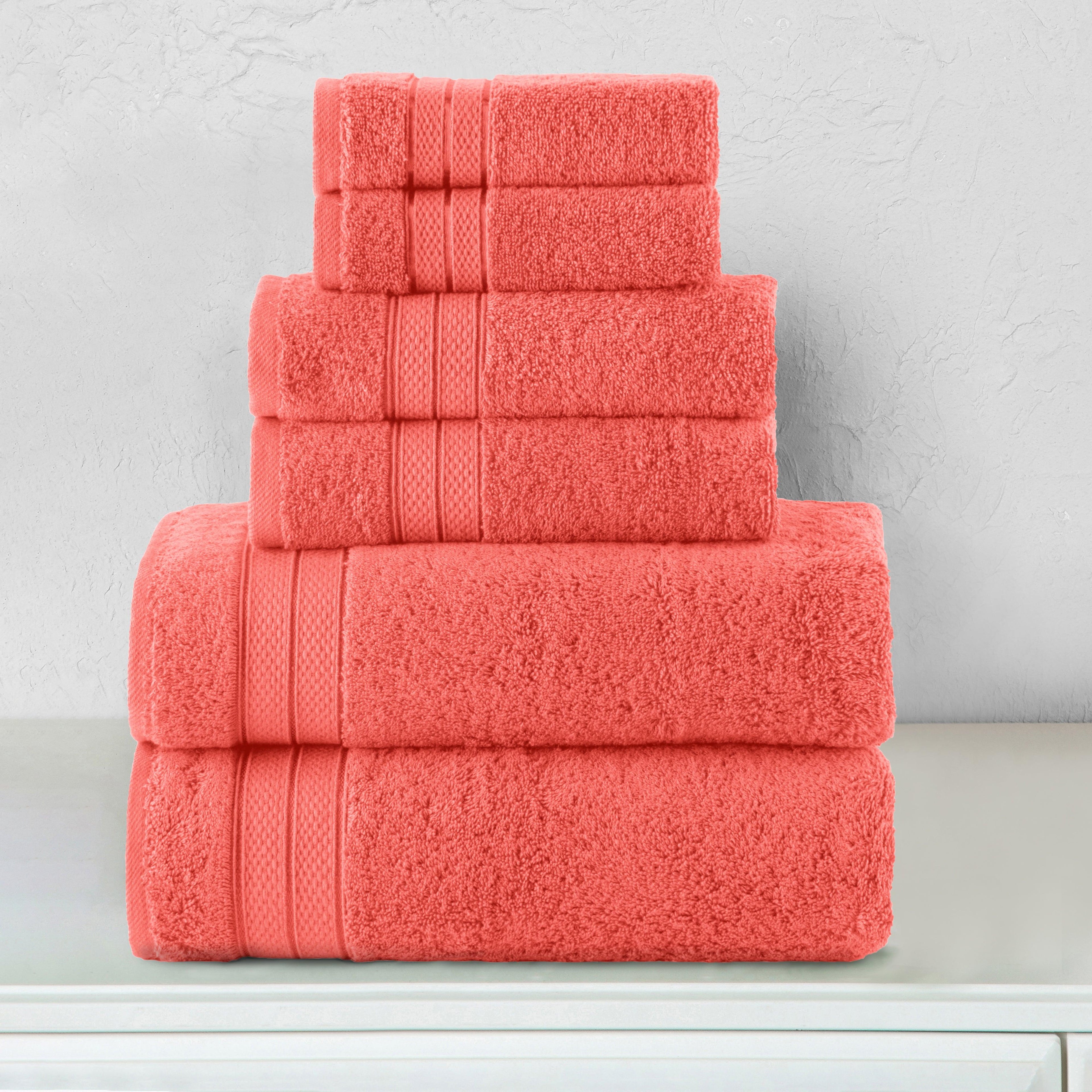 6-Piece Turkish Cotton Three Line Popcorn Towel Set, 2 Washcloths, 2 Hand Towels and 2 Bath Towels