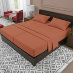 Essential 4-Piece 3-Line Embroidery Sheet Set, Soft as a Hotel Premium Quality,  Moody Shades