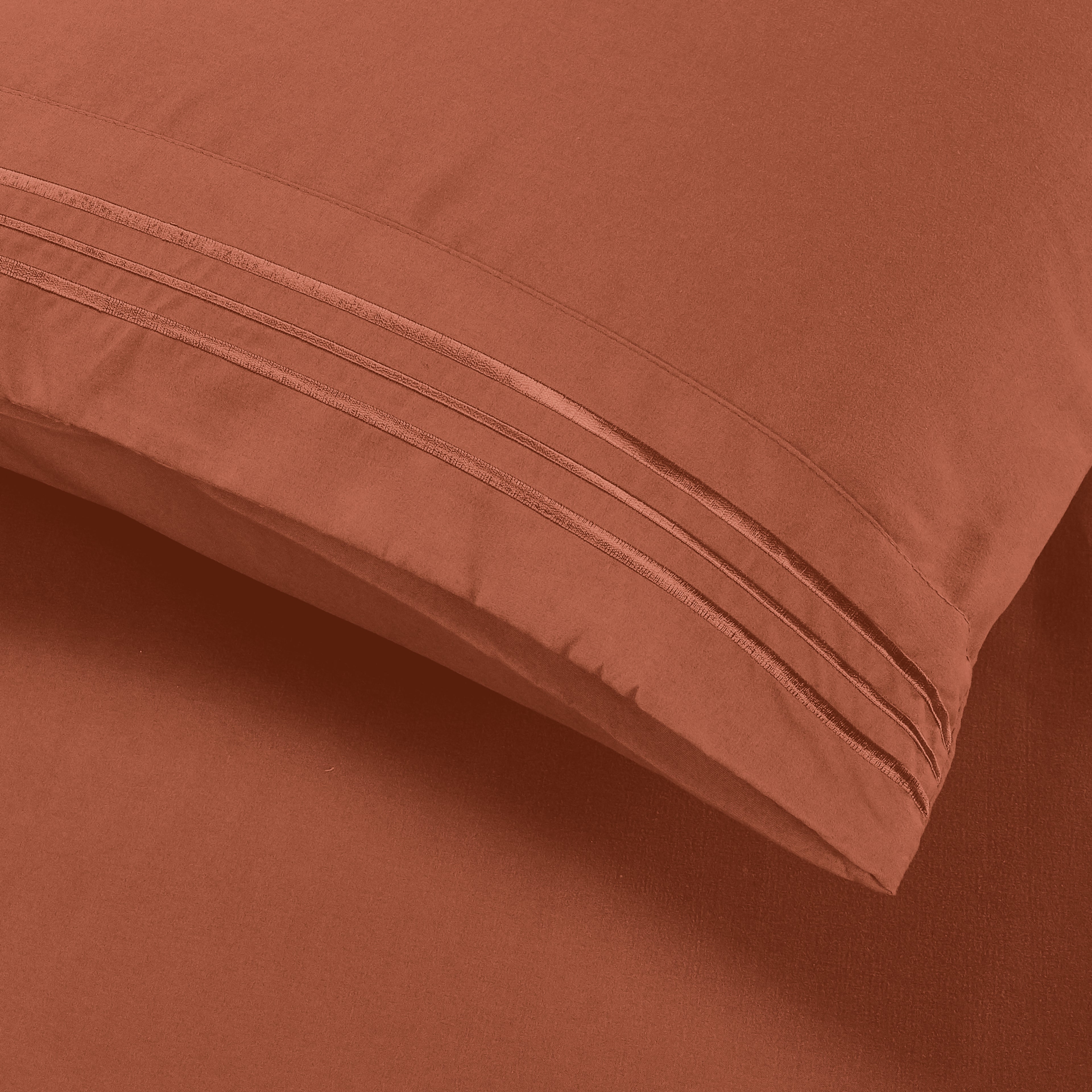 Essential 4-Piece 3-Line Embroidery Sheet Set, Soft as a Hotel Premium Quality,  Moody Shades