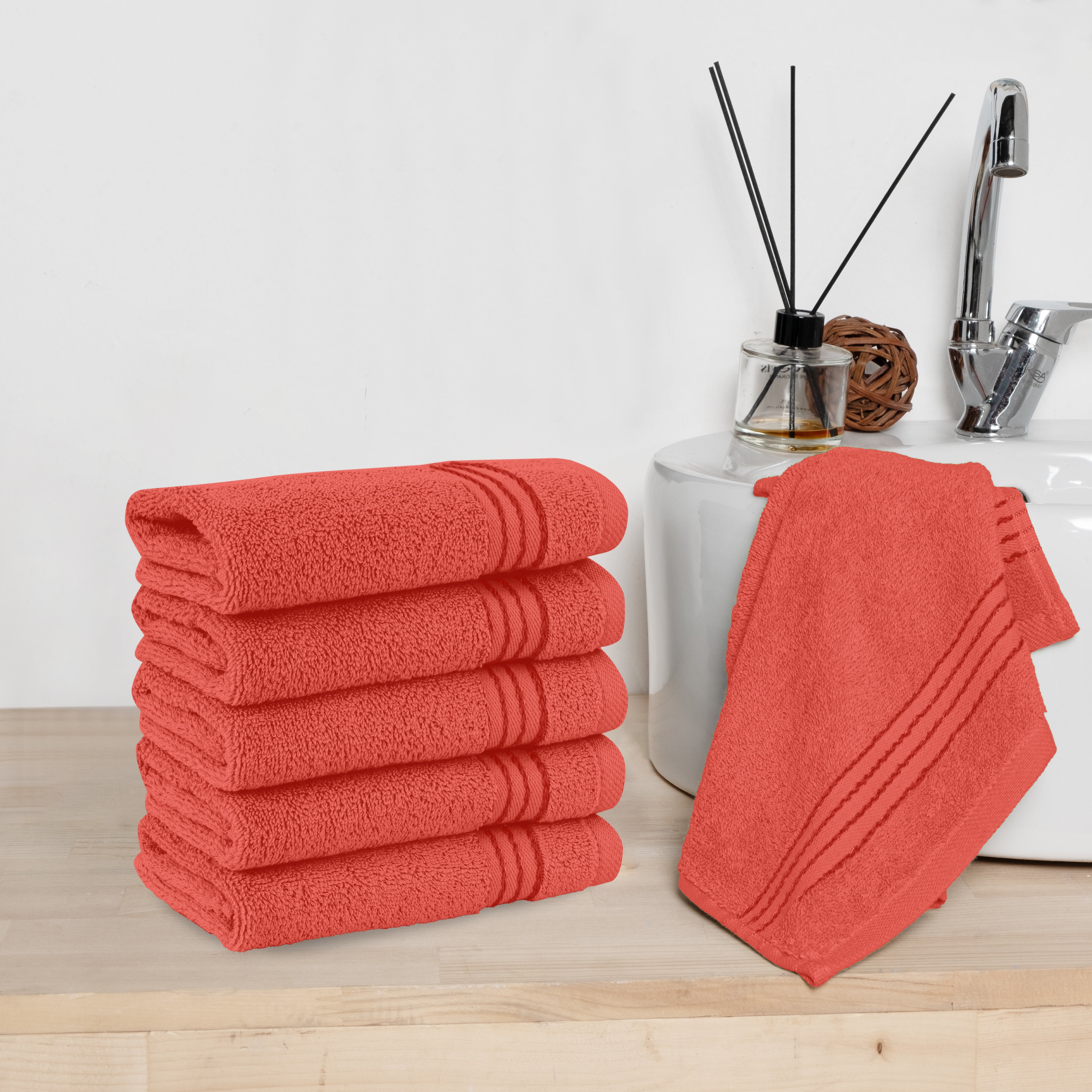 6-Pack Premium Turkish Cotton Washcloths Set, 13 x 13 inch
