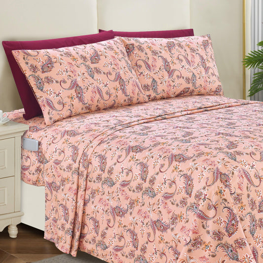 Elegant Comfort 6-Piece Paisley Printed Pattern - Soft as a Hotel Premium Quality Sheet Set