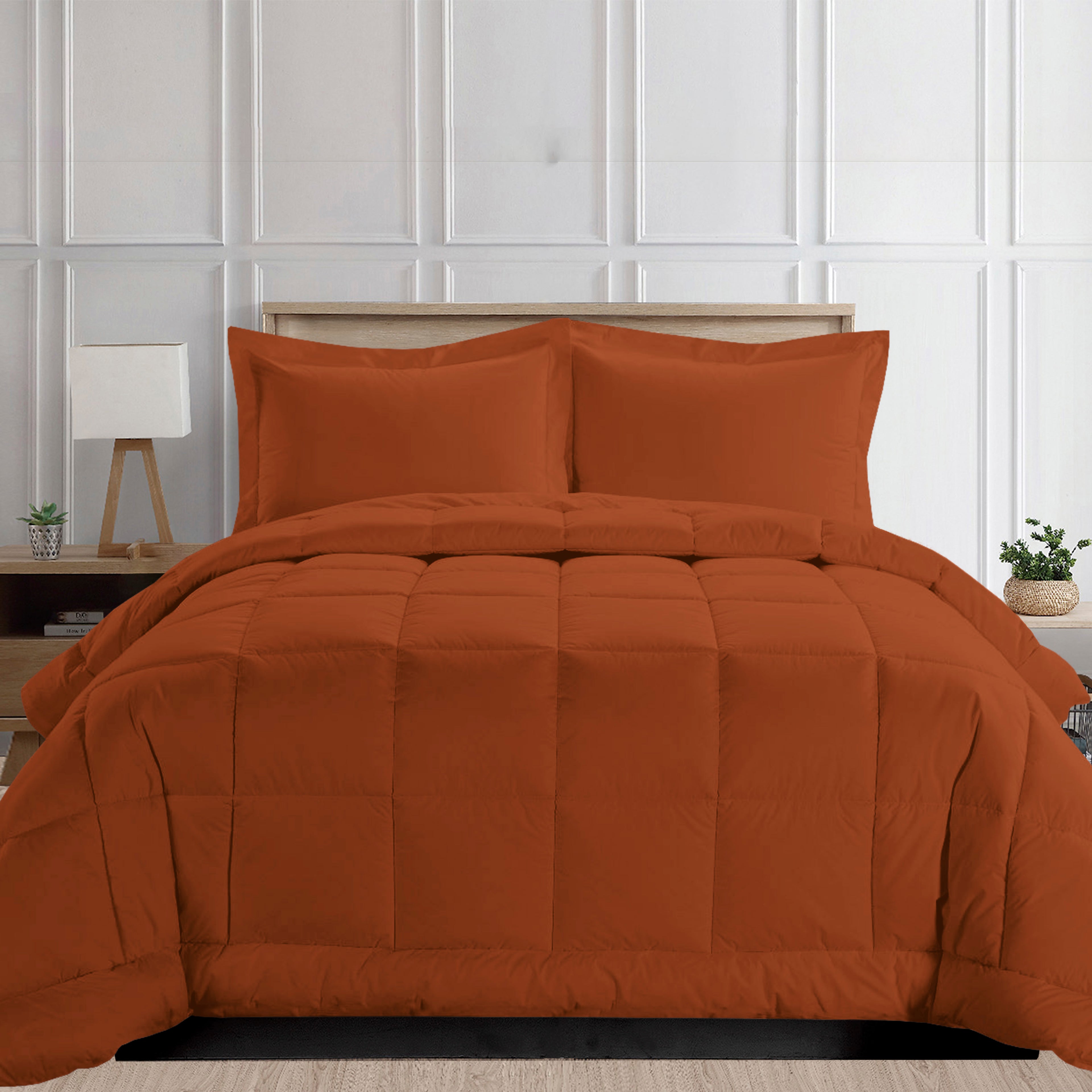 3-Piece Box Stitched Comforter & Shams - Duvet Insert with 4 Corner Tabs