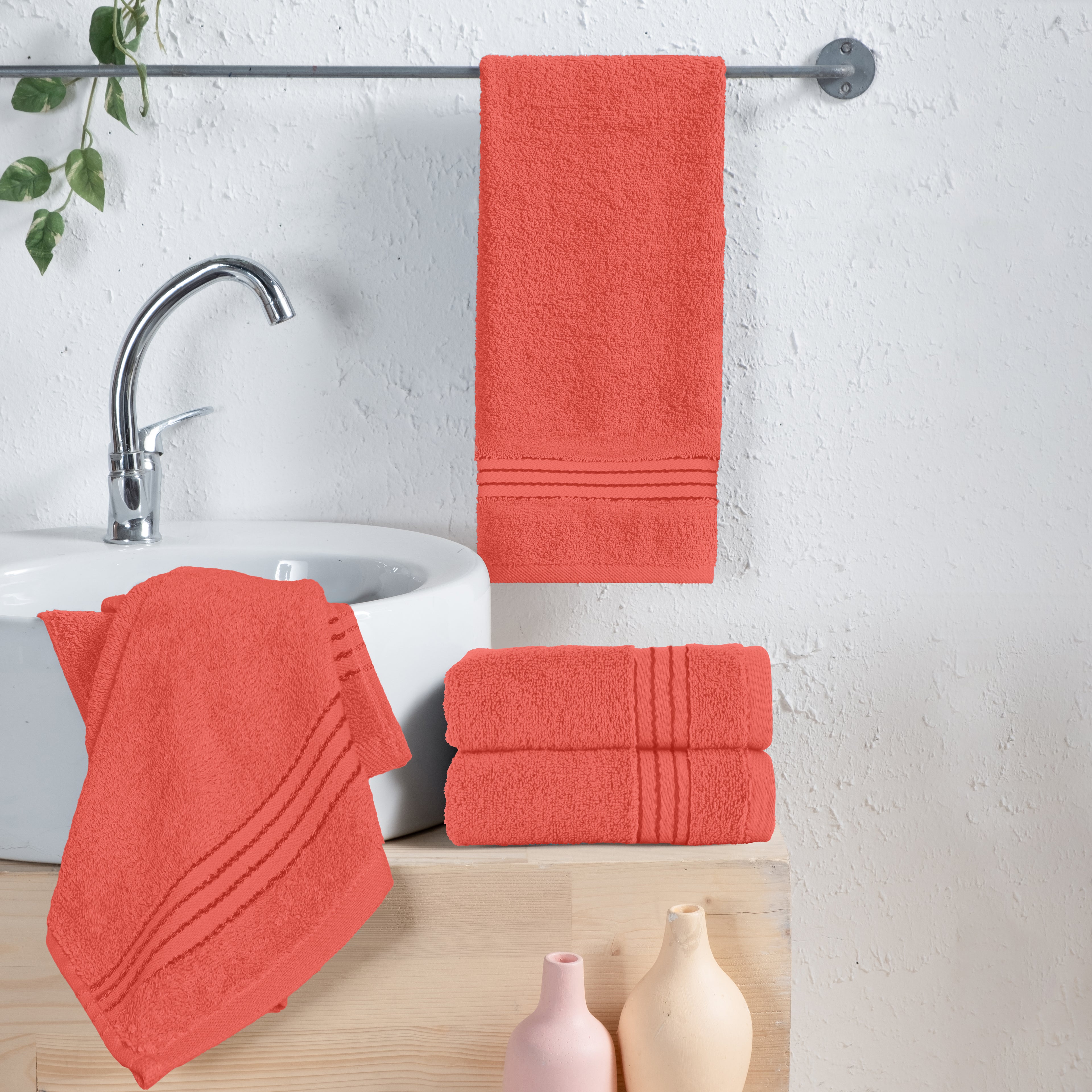 4-Pack Premium Turkish Cotton Hand Towel Set, 16 x 28 inch