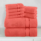 8-Piece Turkish Cotton Towel Set, 4 Washcloths, 2 Hand Towels and 2 Bath Towels