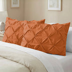 Set of 2 Pinch Pleated Pintuck Pillow Shams - Luxury and Silky Soft