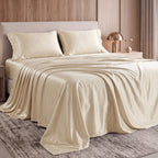 Fine 4-Piece Silky Satin Sheet Set, Bright Shades