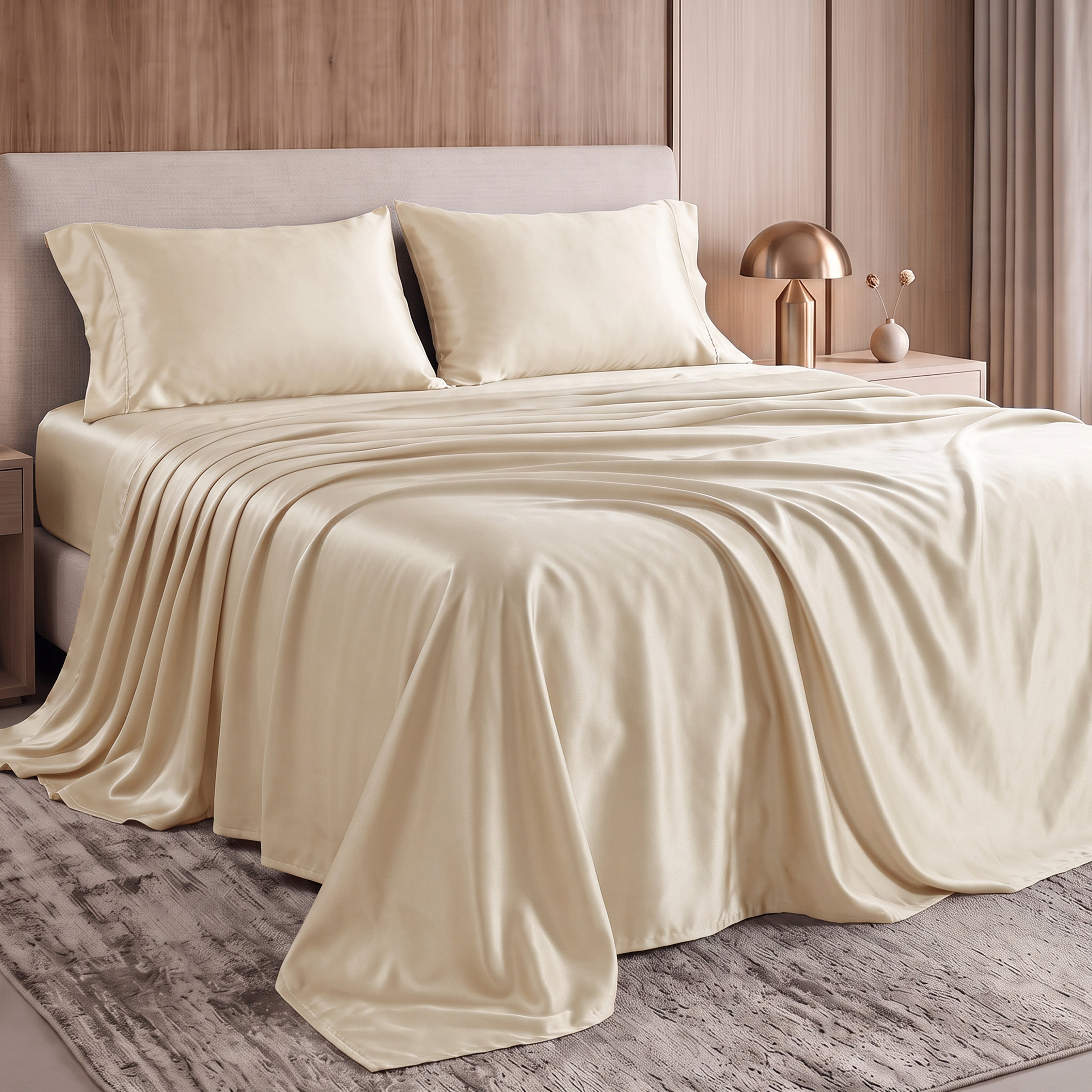 Fine 4-Piece Silky Satin Sheet Set, Bright Shades