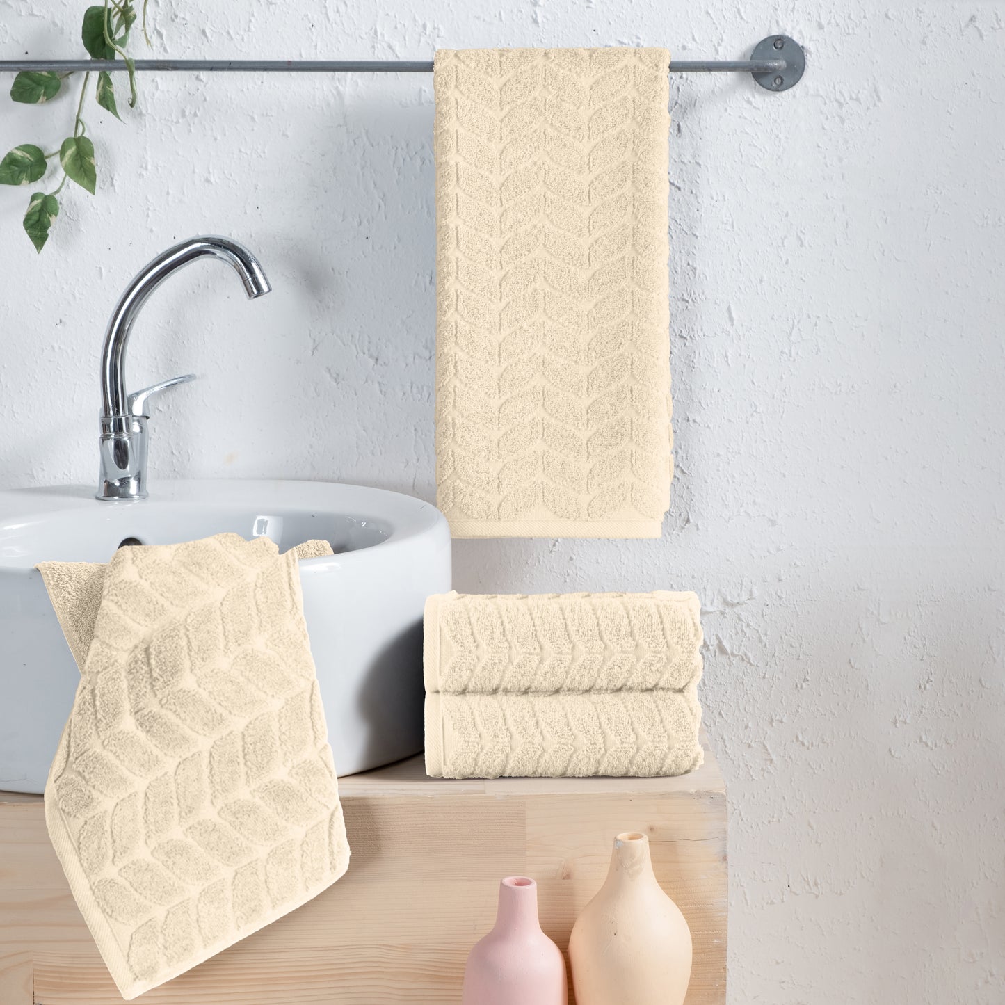 Elegant Comfort 4-Pack Premium Turkish Cotton Braided Hand Towel Set, 16 x 28 inch