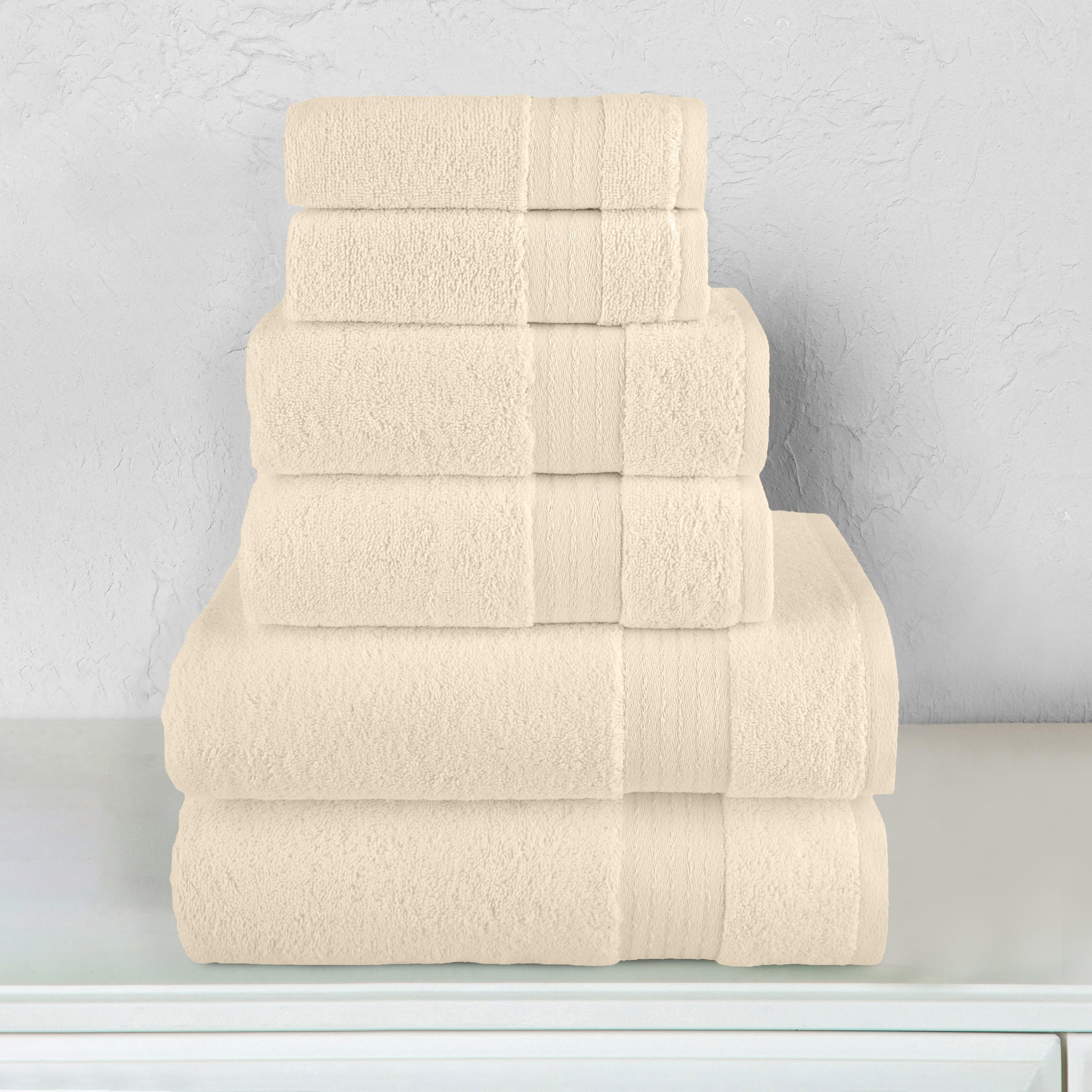 6-Piece Turkish Cotton Towel Set, 2 Washcloths, 2 Hand Towels and 2 Bath Towels