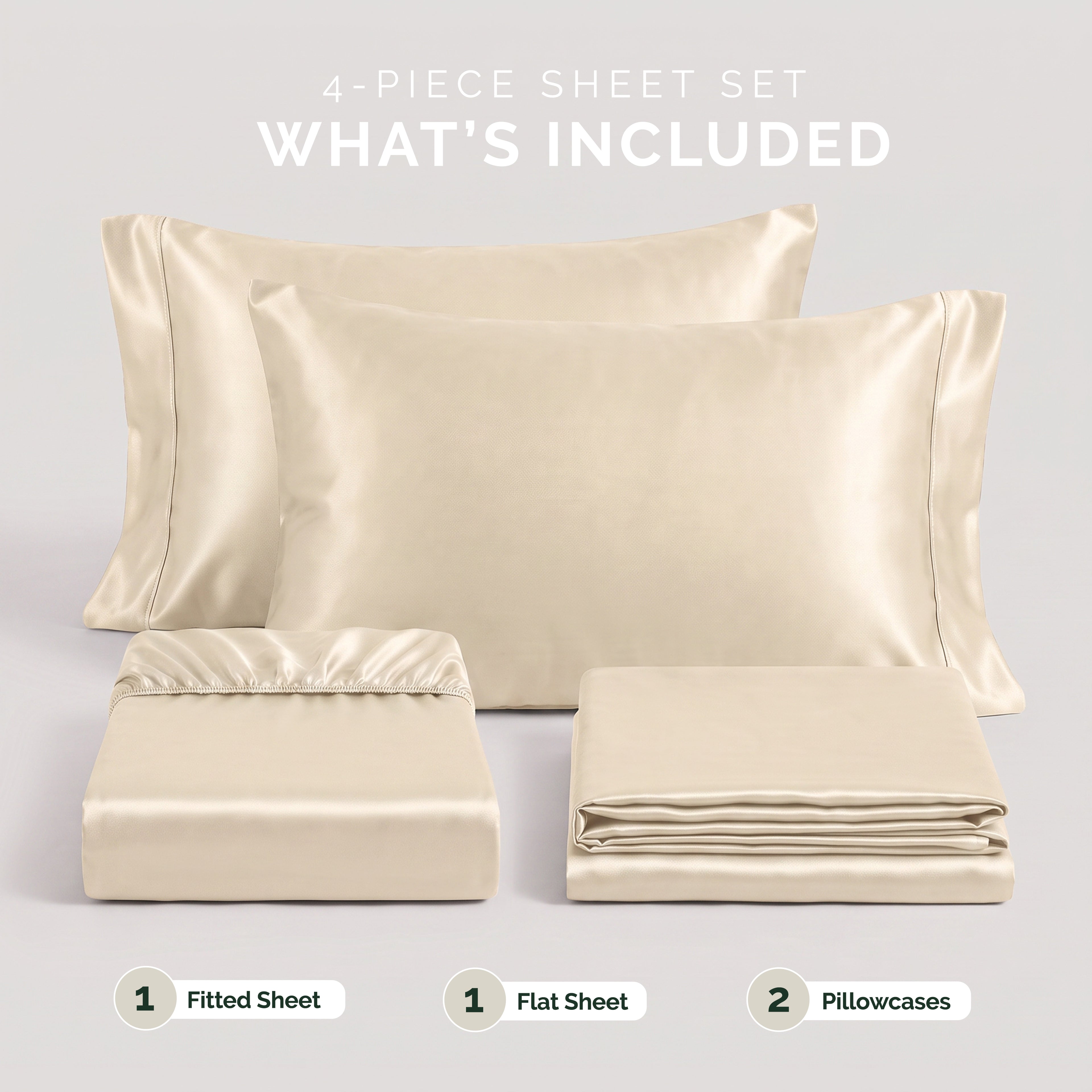 Fine 4-Piece Silky Satin Sheet Set, Bright Shades