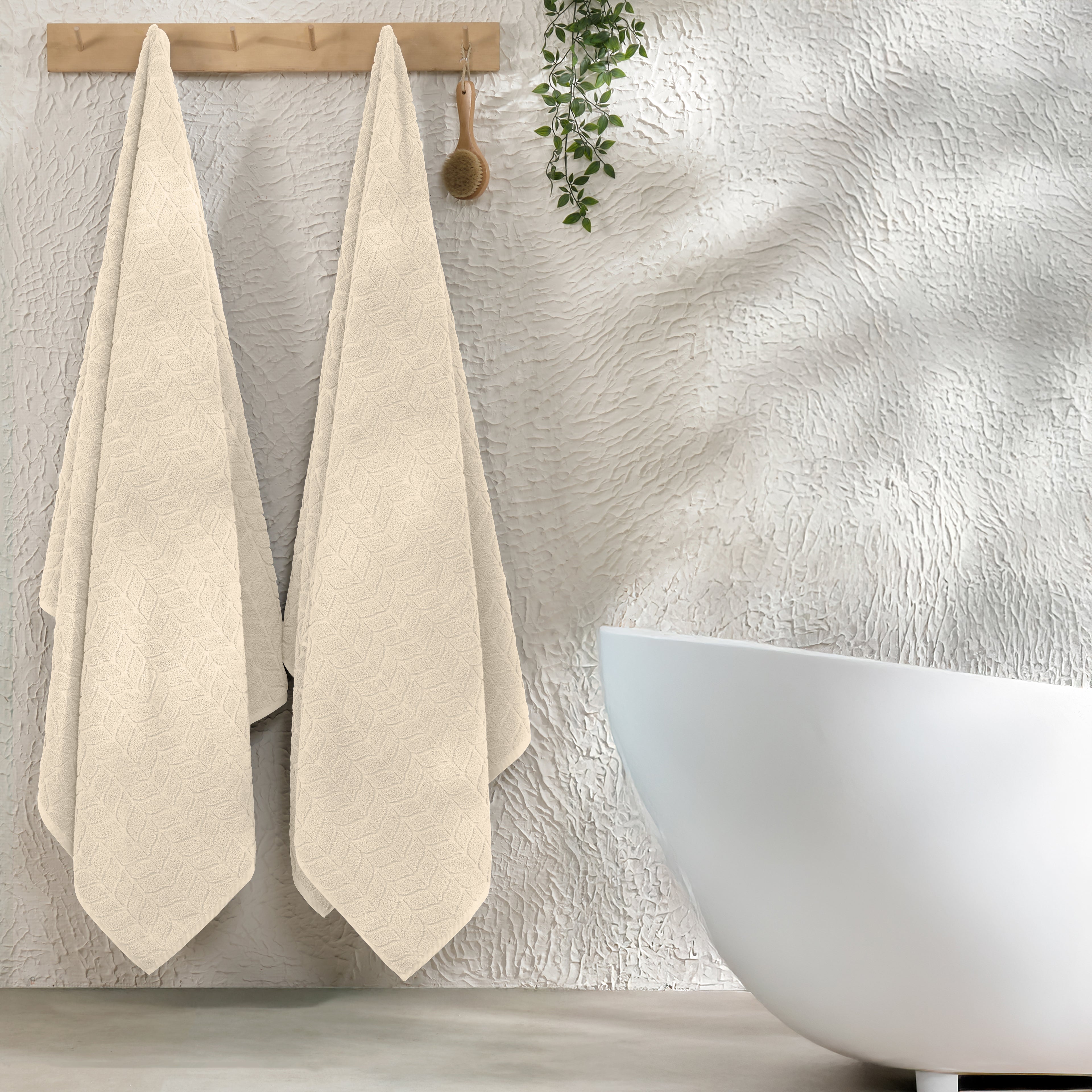 2-Pack Premium Turkish Cotton Braided Bath Towel Set, 27 x 54 inch