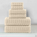 6-Piece Turkish Cotton Braided Towel Set, 2 Washcloths, 2 Hand Towels and 2 Bath Towels
