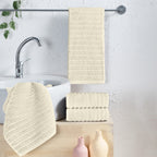 4-Pack Premium Turkish Cotton Corduroy Stripe Hand Towel Set, 16 x 28 inch