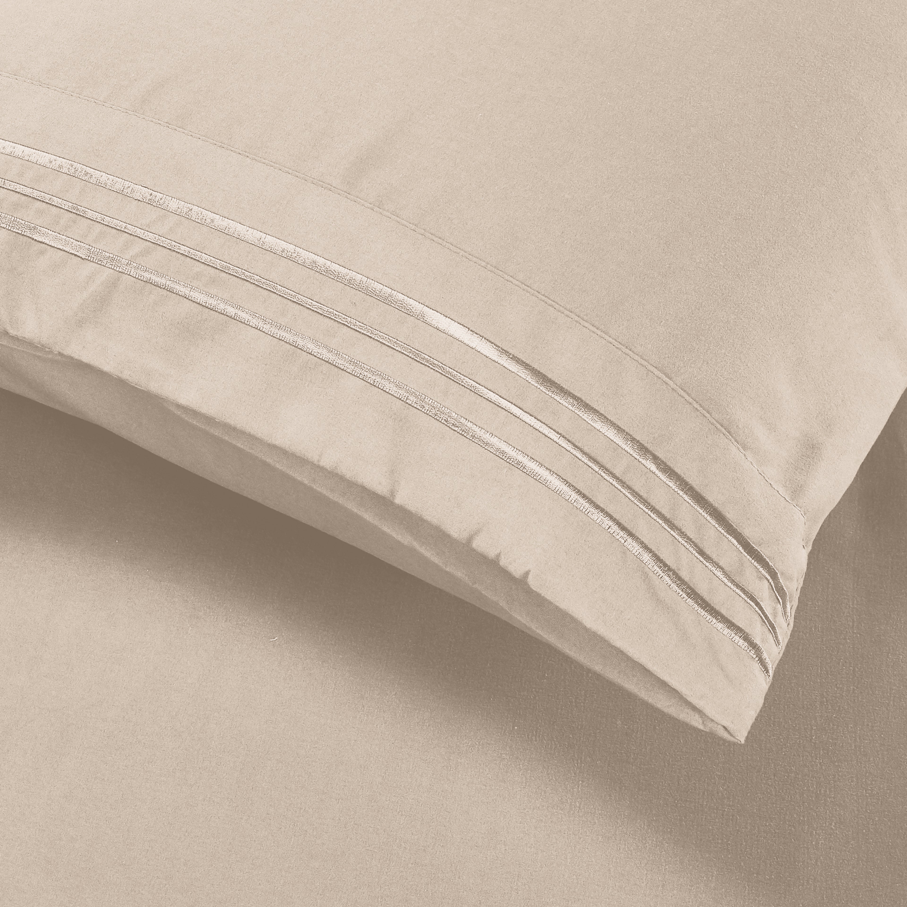 Essential Solid 3 Line Embroidery - Soft as a Hotel Premium Quality, 4-Piece Sheet Set, Bright Shades