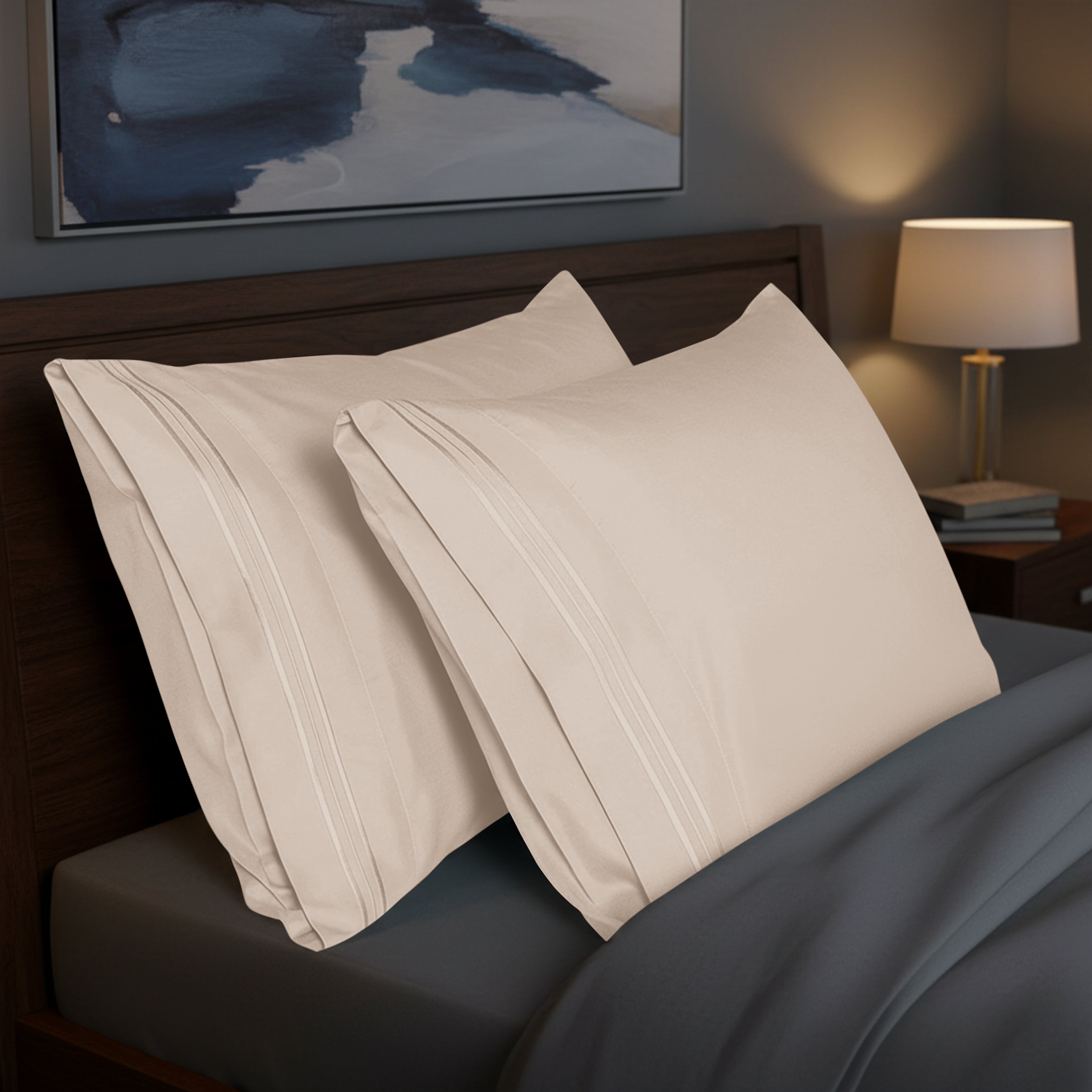 Set of 2 Pillowcases- 3 Line Embroidery