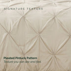 Pinch Pleated Pintuck Pattern, 3-Piece Duvet Cover Set - Features Corner Ties