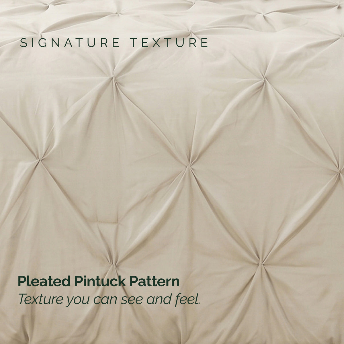 Pinch Pleated Pintuck Pattern, 3-Piece Duvet Cover Set - Features Corner Ties