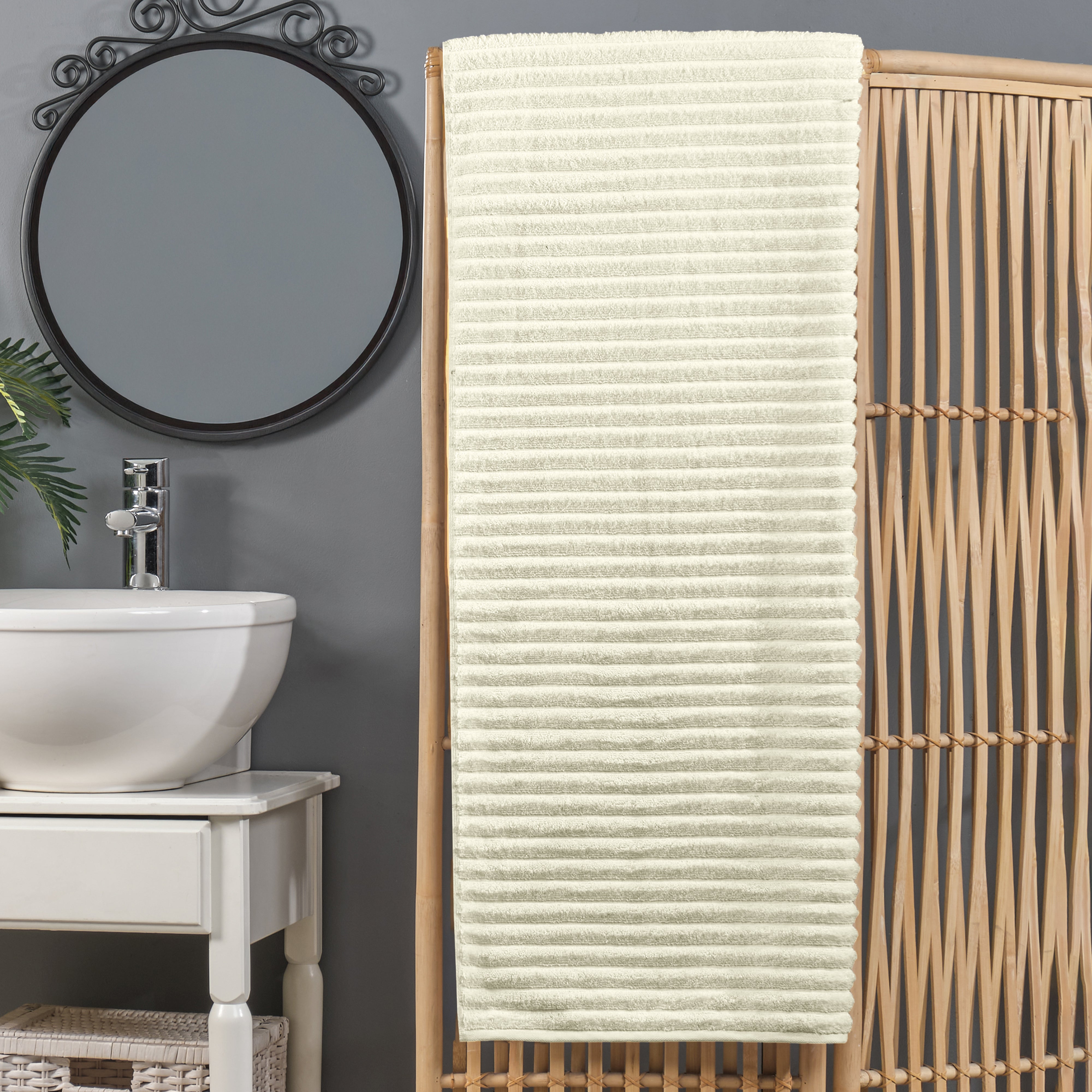 Elegant Comfort Turkish Cotton Corduroy Stripe Bath Sheet Towel - Thumbnail 2