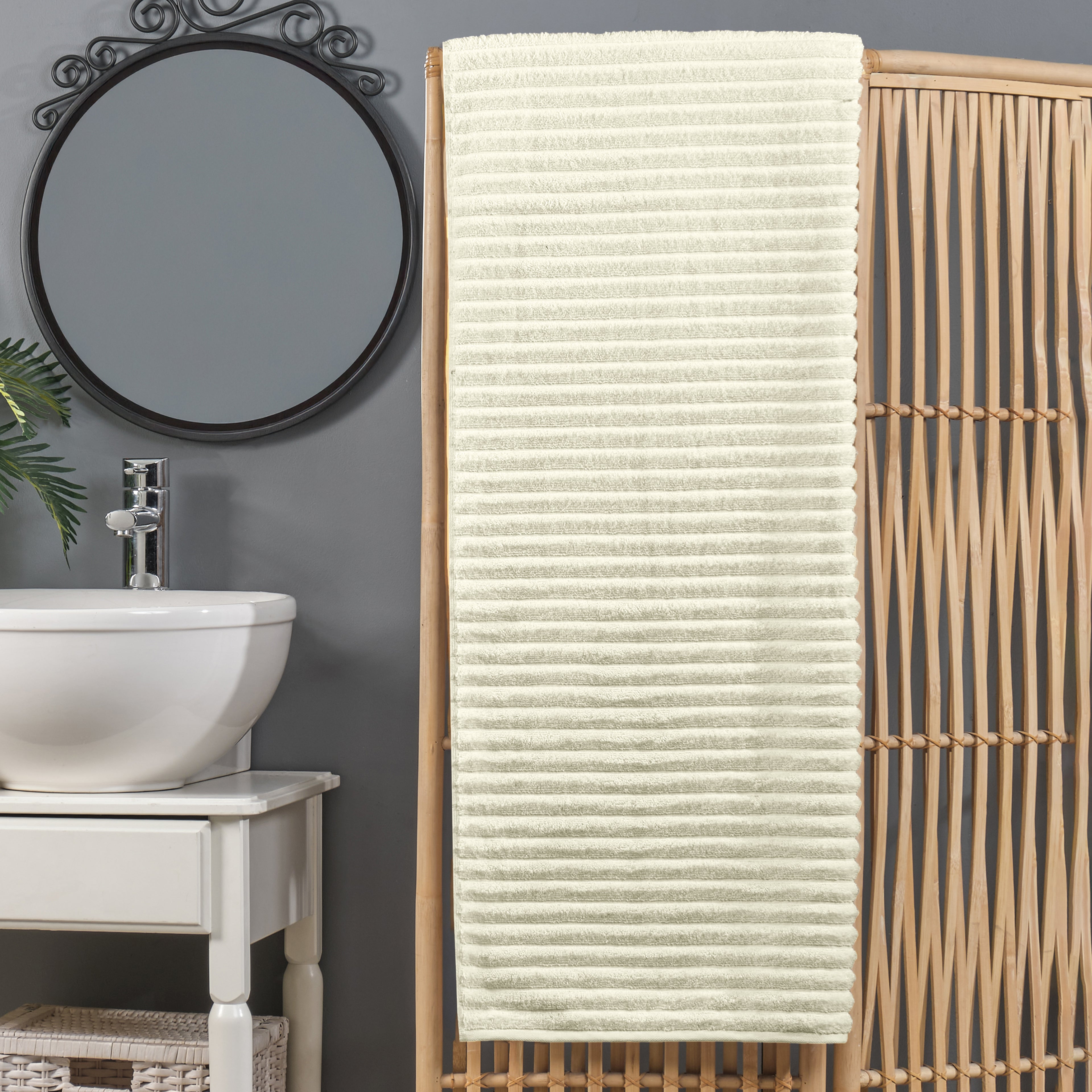 1-Piece Premium Turkish Cotton Corduroy Stripe Oversized Bath Sheet Towel 40 x 80 Inch