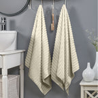 2-Pack Premium Turkish Cotton Corduroy Stripe Bath Towel Set, 27 x 54 inch