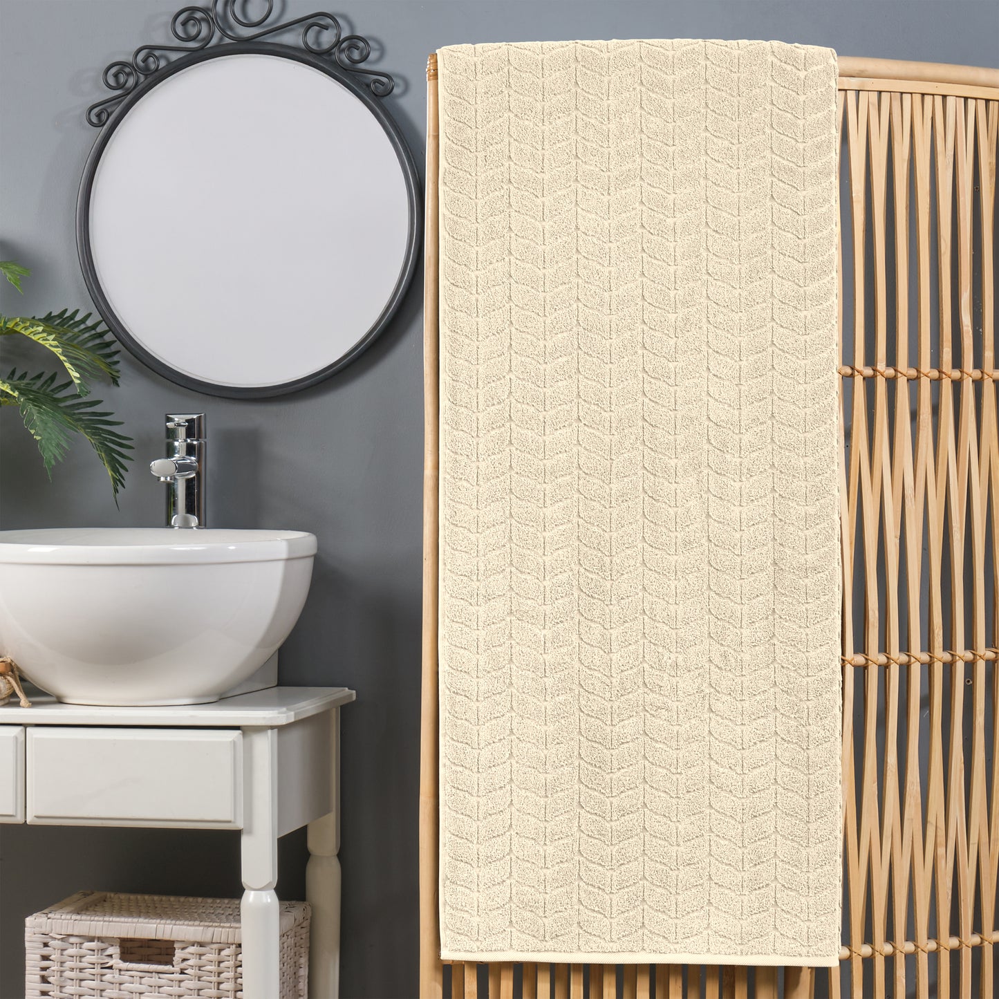 Elegant Comfort 1-Piece Premium Turkish Cotton Braided Oversized Bath Sheet Towel 40 x 80 Inch