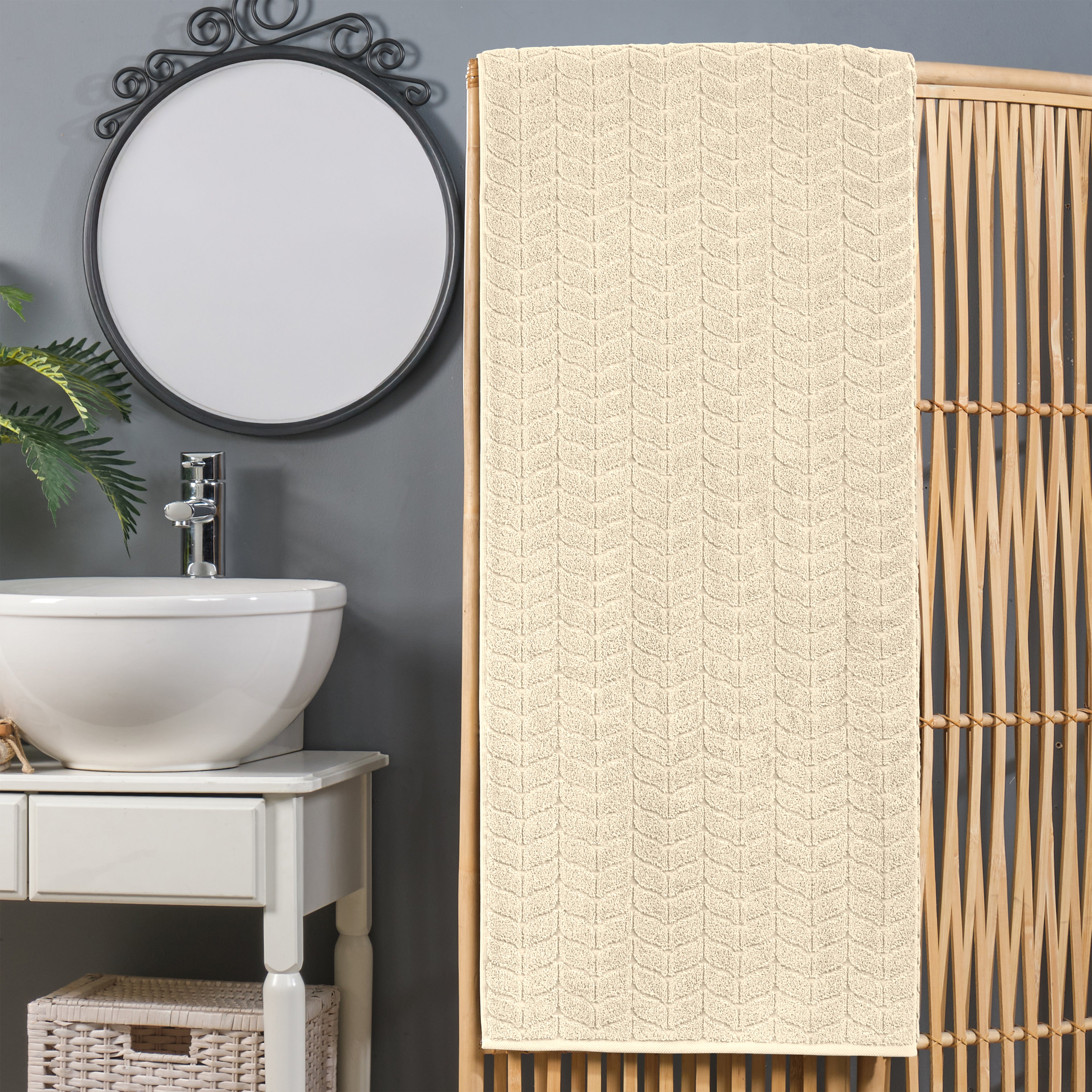 1-Piece Premium Turkish Cotton Braided Oversized Bath Sheet Towel 40 x 80 Inch