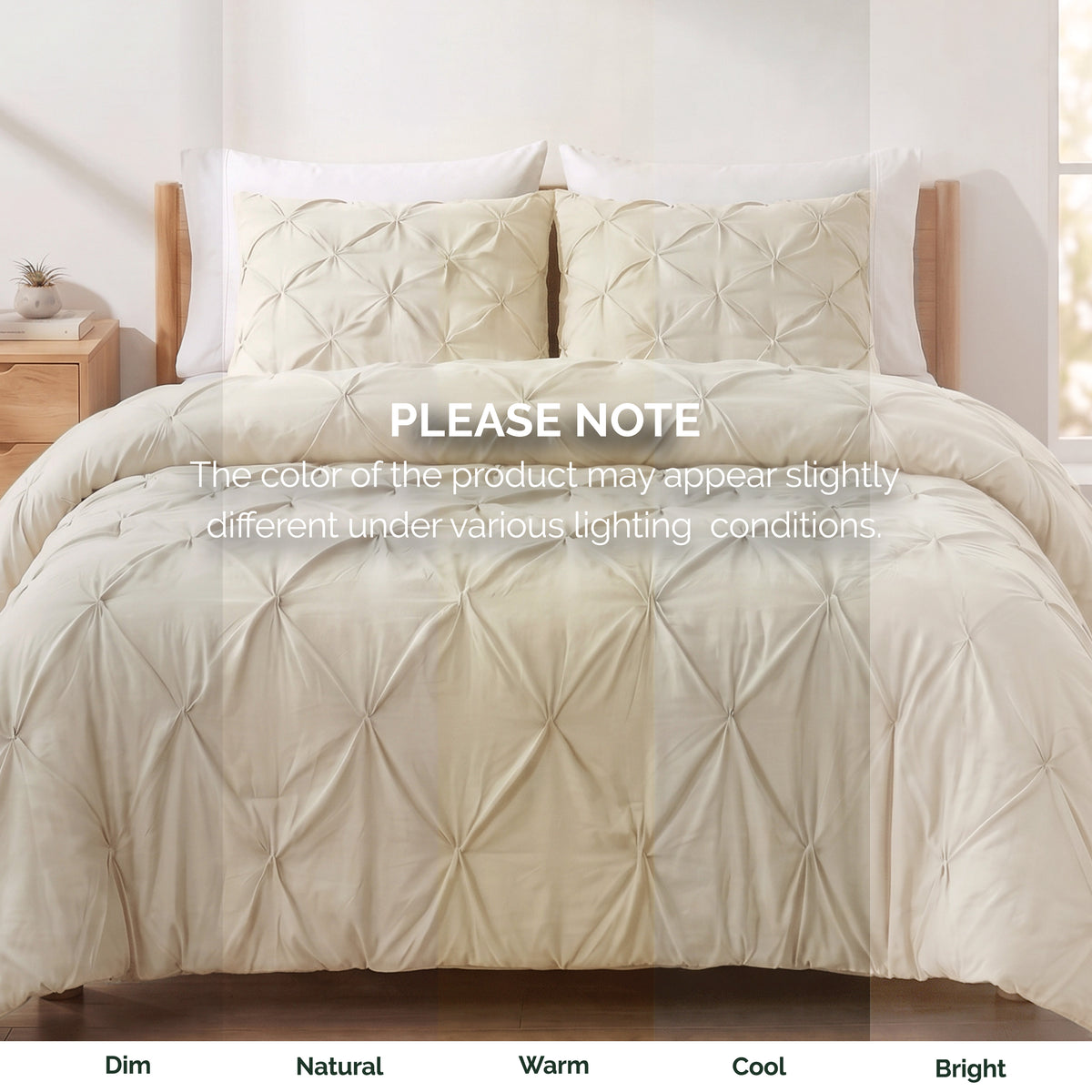 Pinch Pleated Pintuck Pattern, 3-Piece Duvet Cover Set - Features Corner Ties