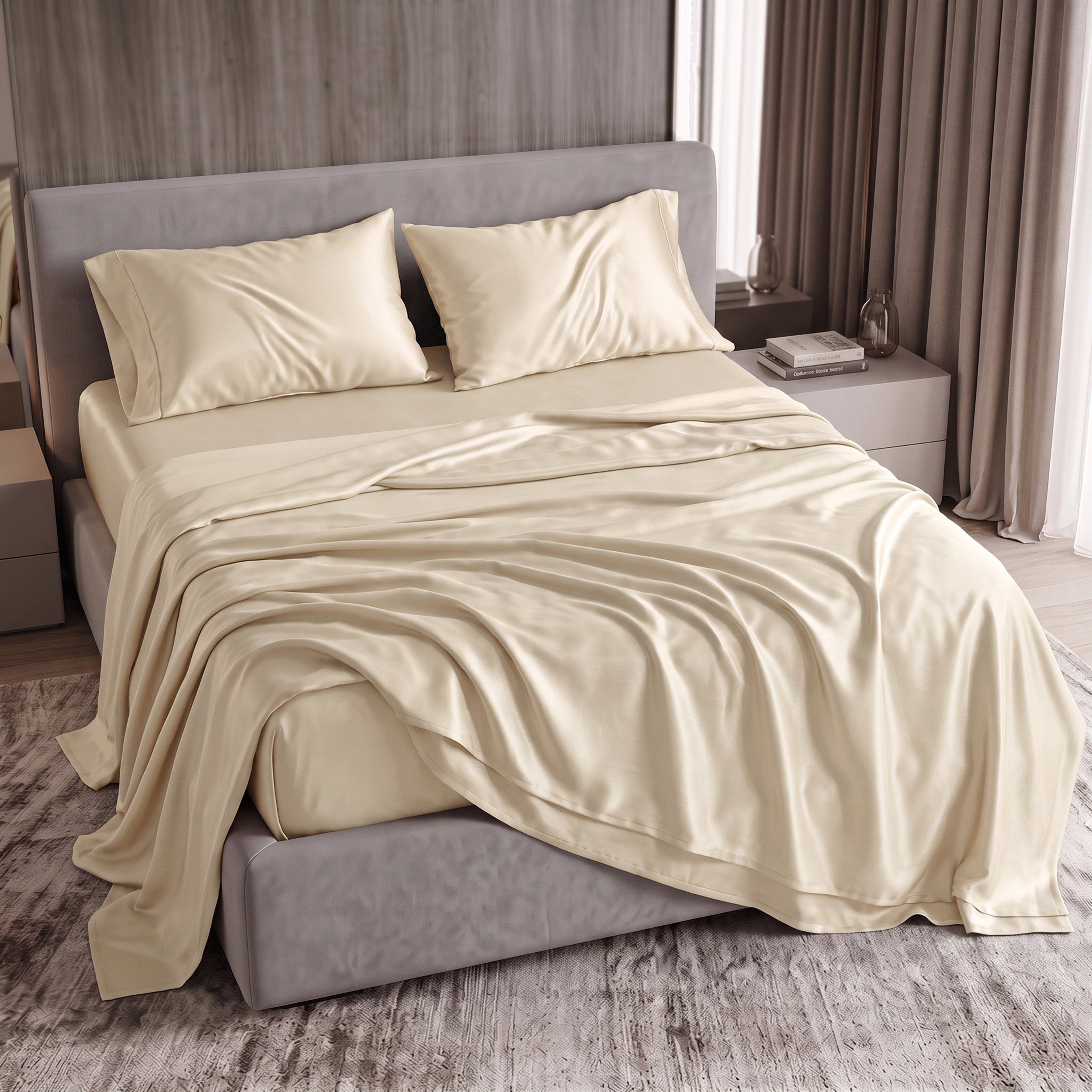 Fine 4-Piece Silky Satin Sheet Set, Bright Shades