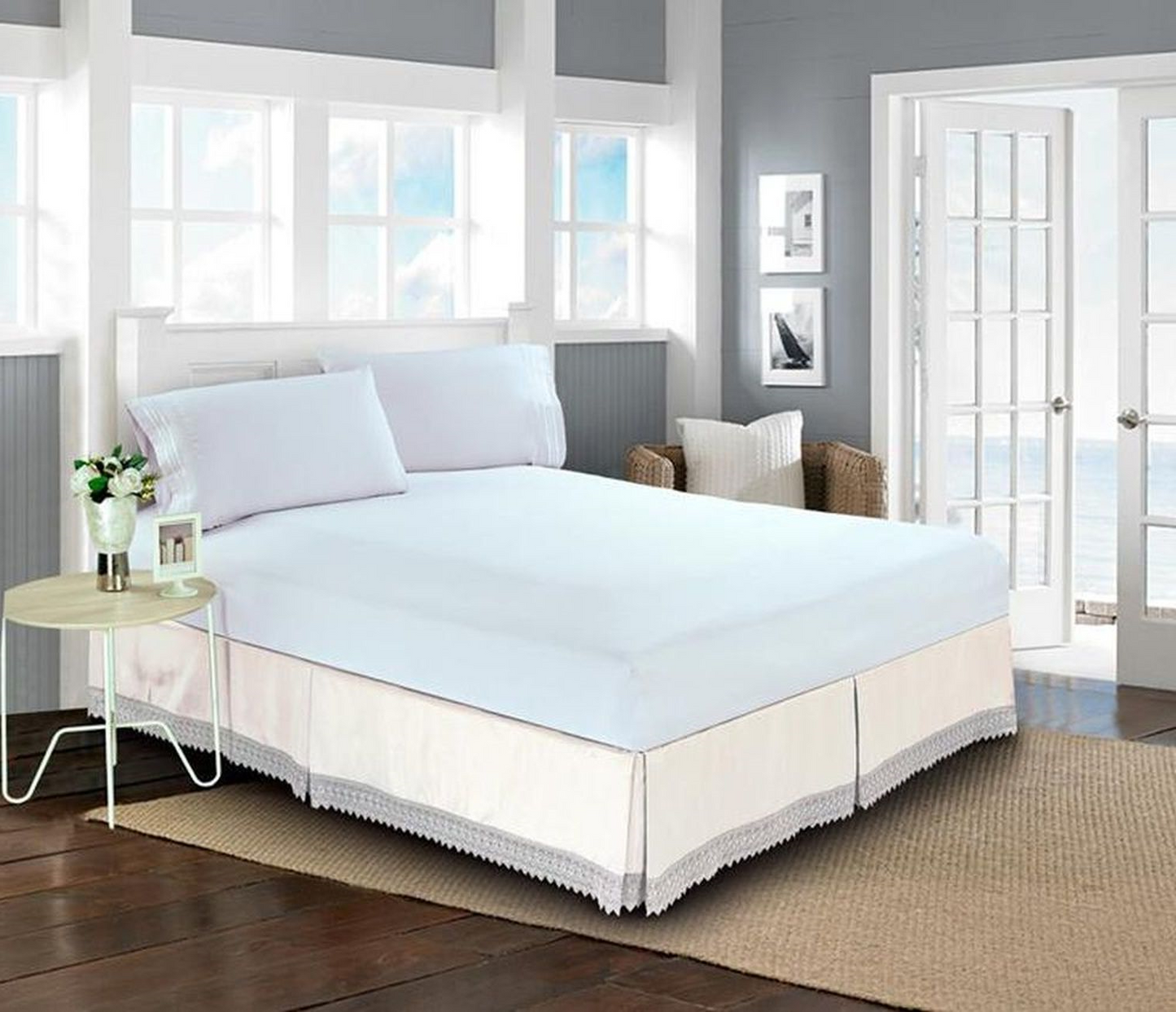 Elegant Comfort Lace Fringe Bed Skirt - 15 inch Drop - Elevate your Bed