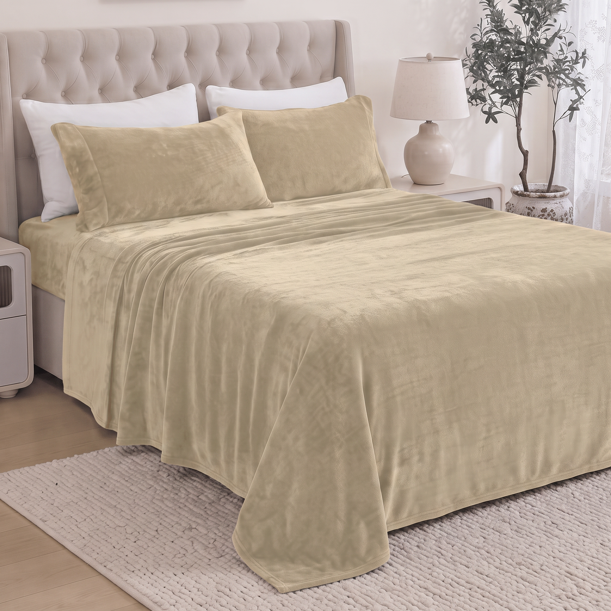 4-Piece Velvet Plush Flannel Sheet Set