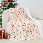 Christmas Sherpa Throw with Flannel Fleece - 50 x 60 inches