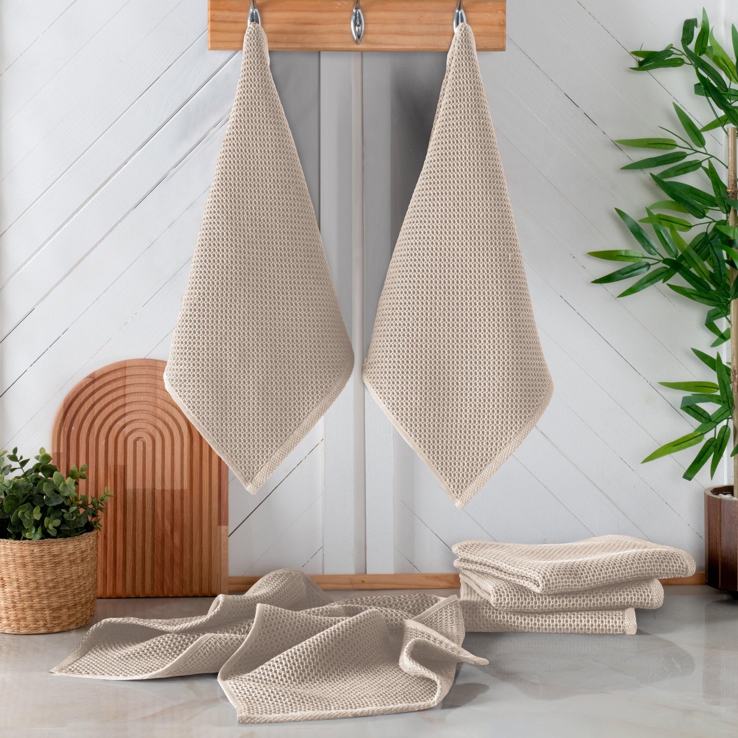 Elegant Comfort 6-Pack Turkish Cotton Waffle Wave Kitchen Towels