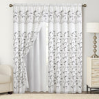 Set of 2 Lucia Curtain Panels - Attached Valance - 54" W x 84" L