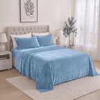 4-Piece Velvet Plush Flannel Sheet Set