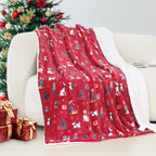 Christmas Sherpa Throw with Flannel Fleece - 50 x 60 inches