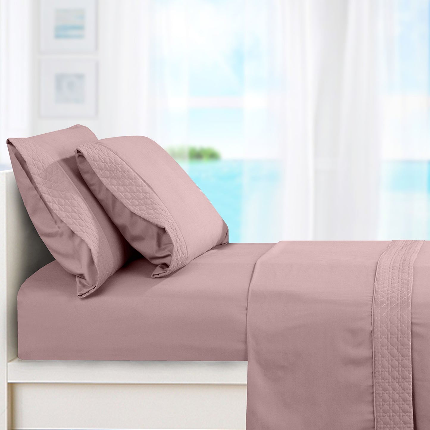Elegant Comfort Quilted 4-Piece Sheet Set, Premium Hotel Quality