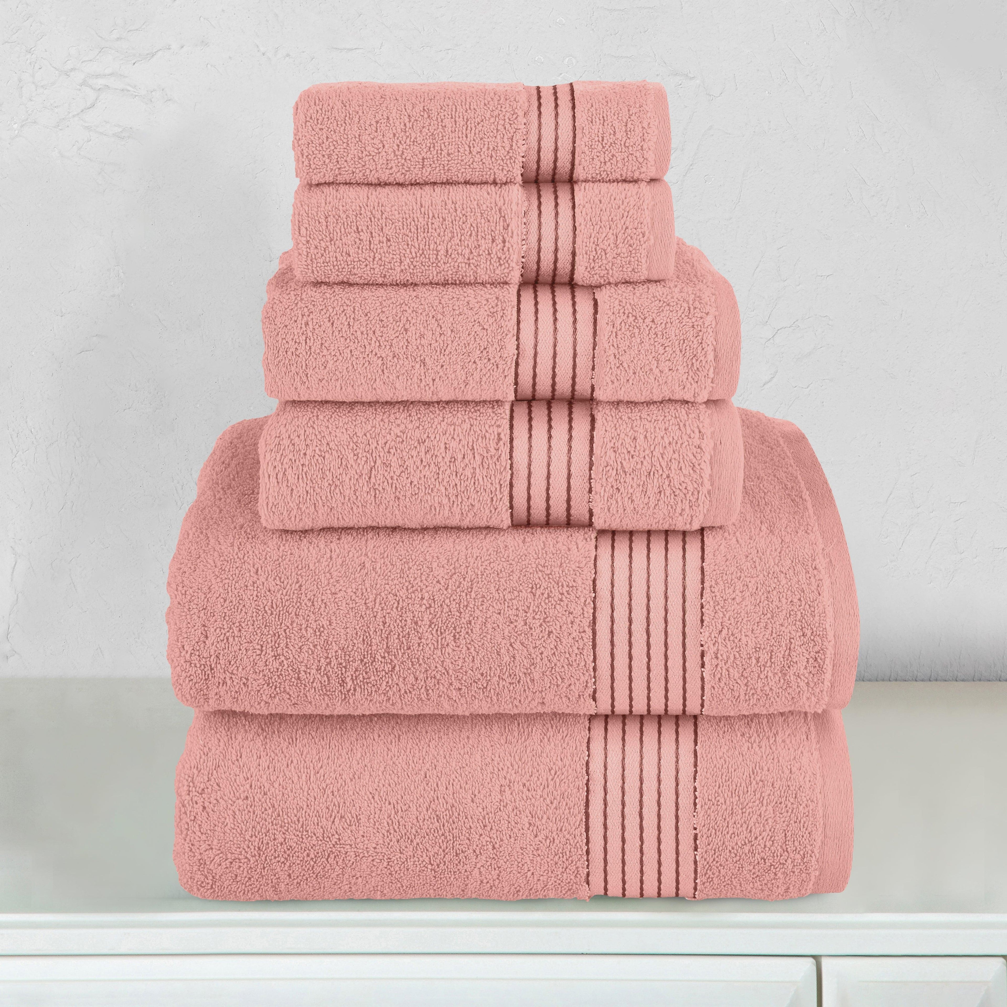 6-Piece Turkish Cotton Towel Set, 2 Washcloths, 2 Hand Towels and 2 Bath Towels