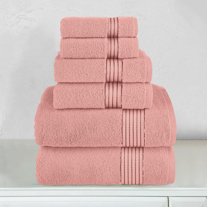 Elegant Comfort 6-Piece Turkish Cotton Towel Set, 2 Washcloths, 2 Hand Towels and 2 Bath Towels
