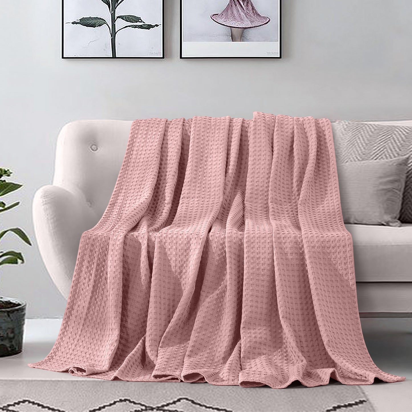 Elegant Comfort Cotton Waffle Blanket