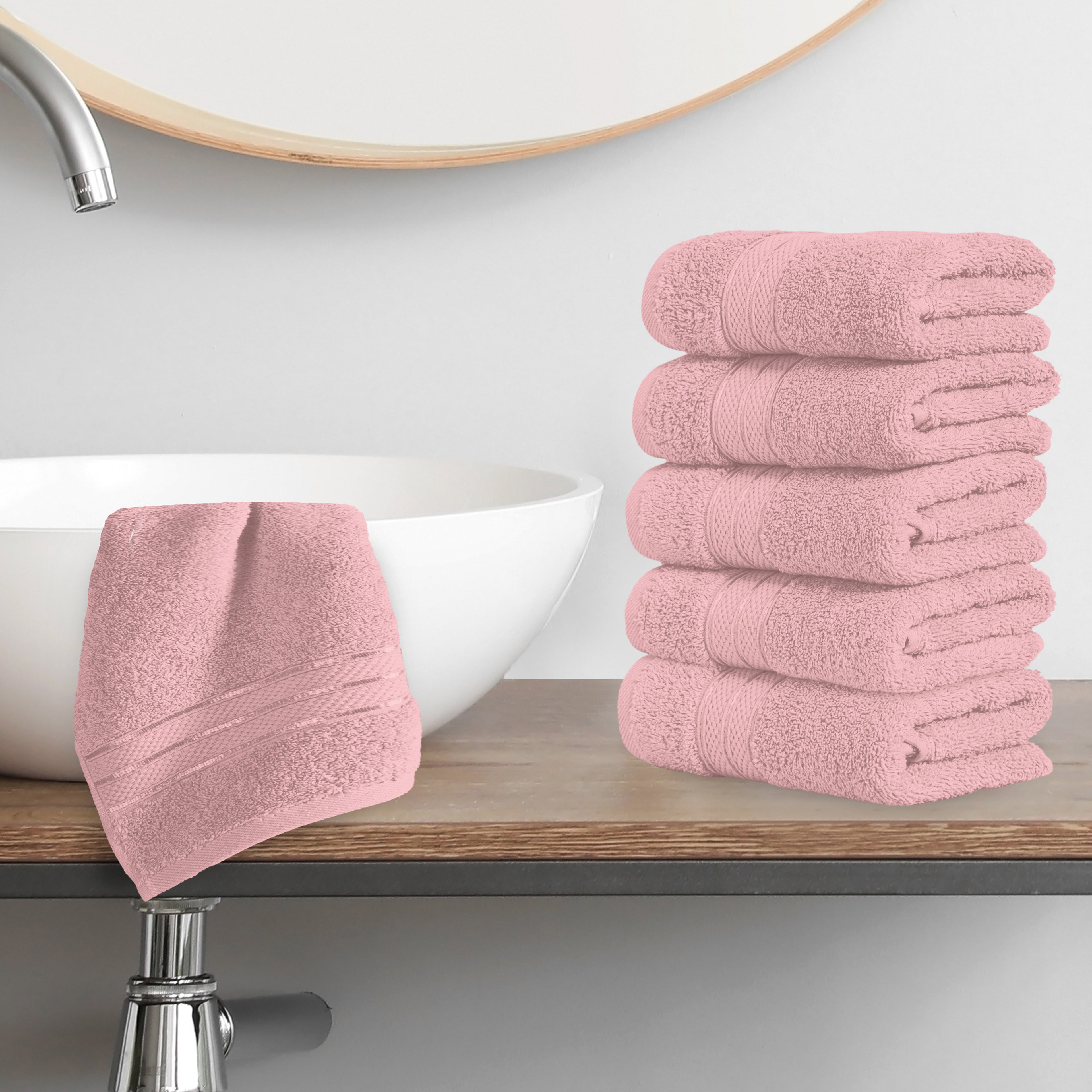 6-Pack Premium Turkish Cotton Three Line Popcorn Washcloths Set ( 13" x 13")