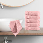 6-Pack Premium Turkish Cotton 4 Lines Stripe Washcloths Set, 13 x 13 inch